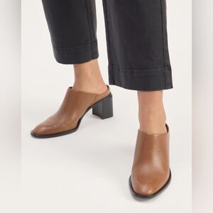 EVERLANE The Outlaw Mule Saddle Brown cognac Leather Pointed Toe New Size 8.5